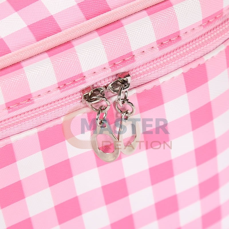 Pink Grids Cosmetic Bag