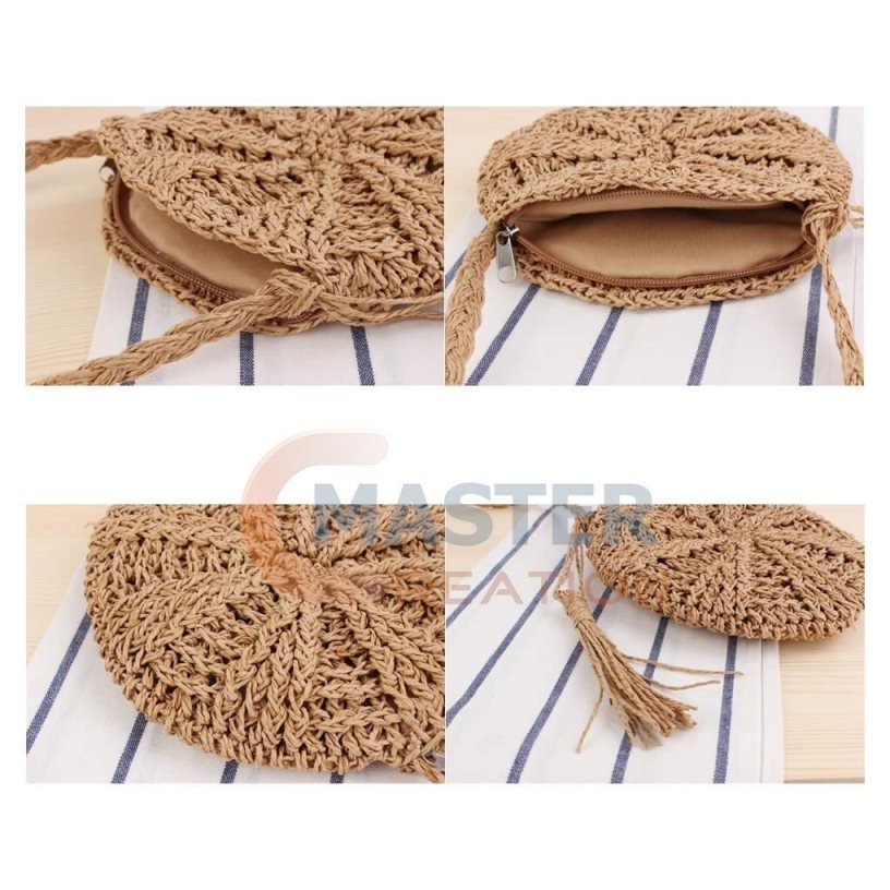 Brown Woven Straw Bag