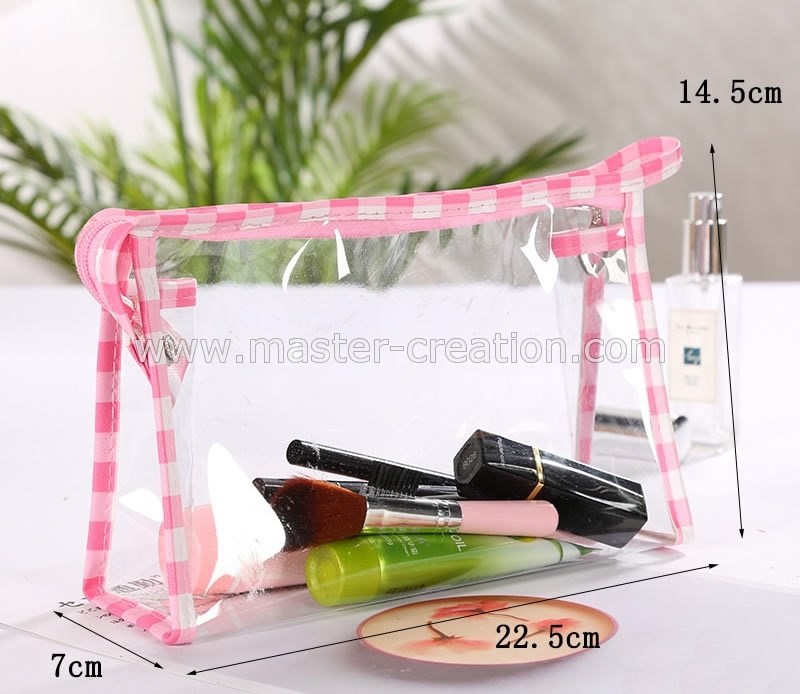 Clear Pink Grid Bag