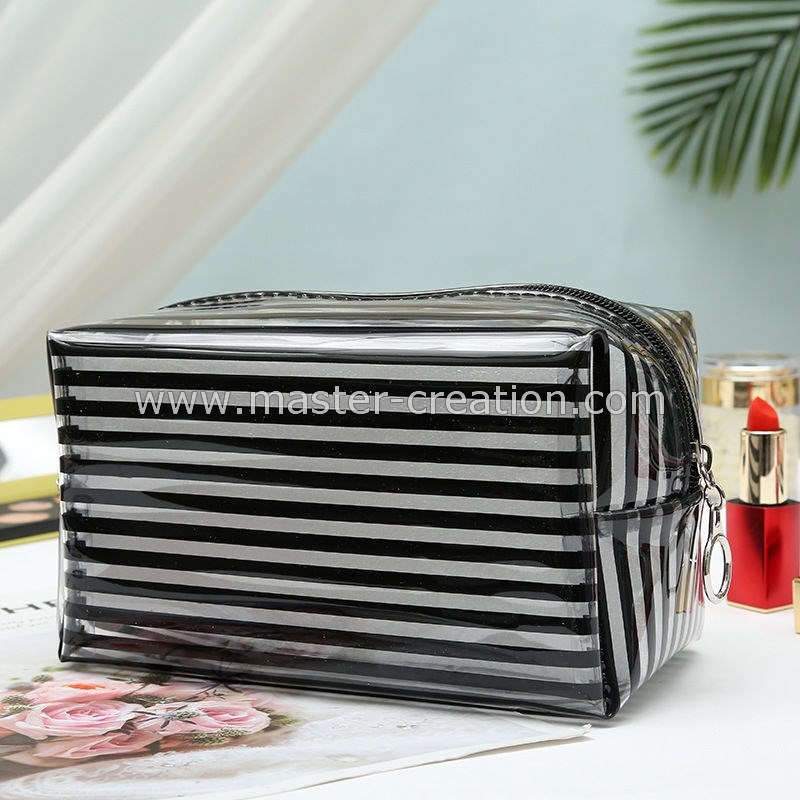 Black Striped Clear Bag