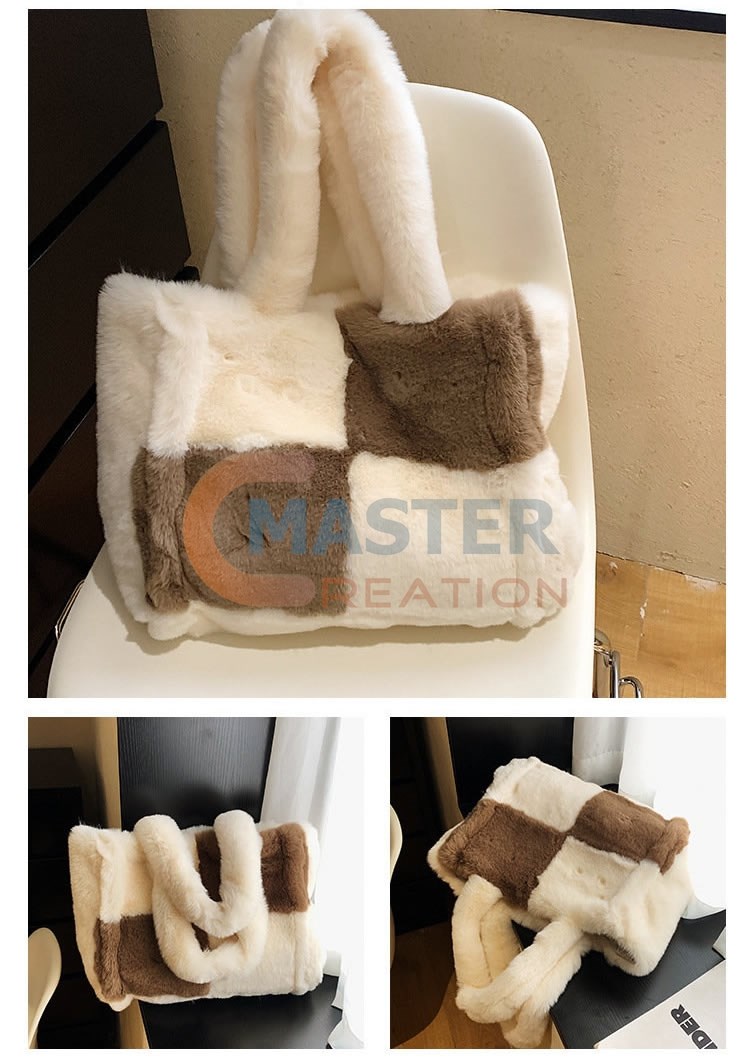 White and Brown Blocks Bag