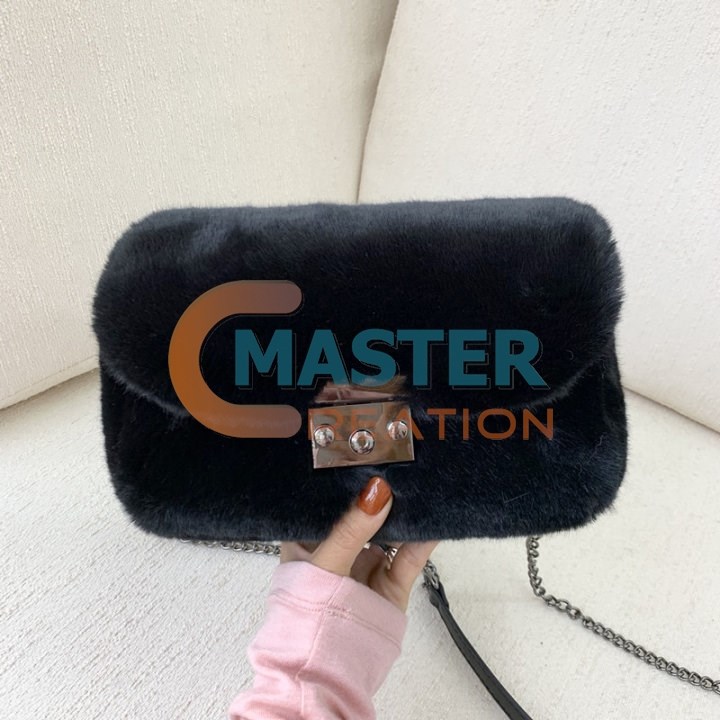 Black Fur Clutch Bag