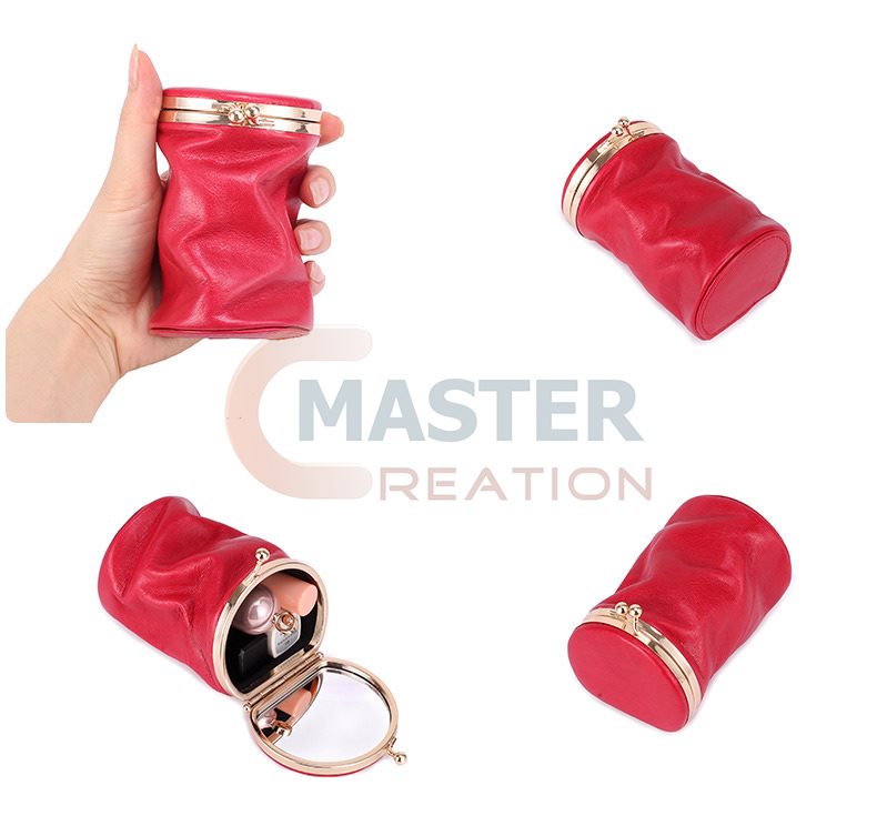 Red Leather Barrel Bag