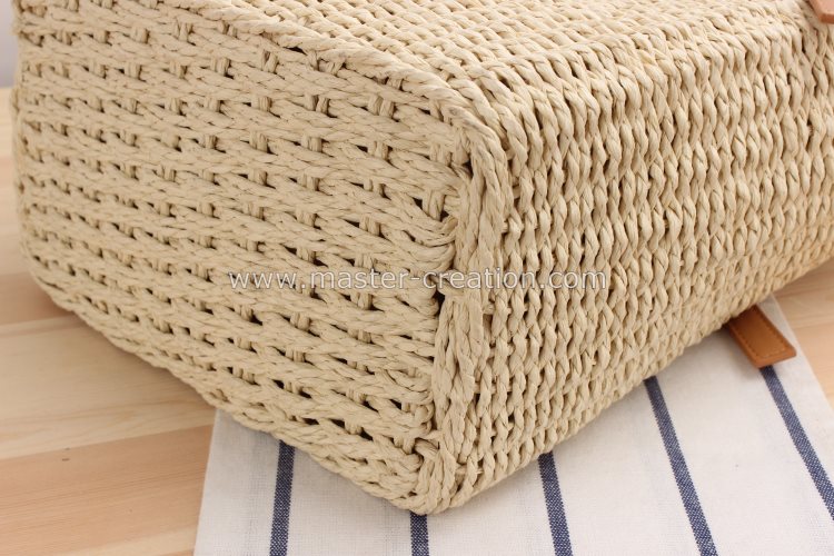 Beige Woven Straw