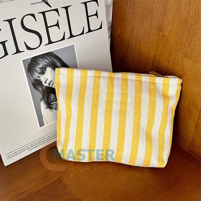 Striped Cotton Cosmetic Bag