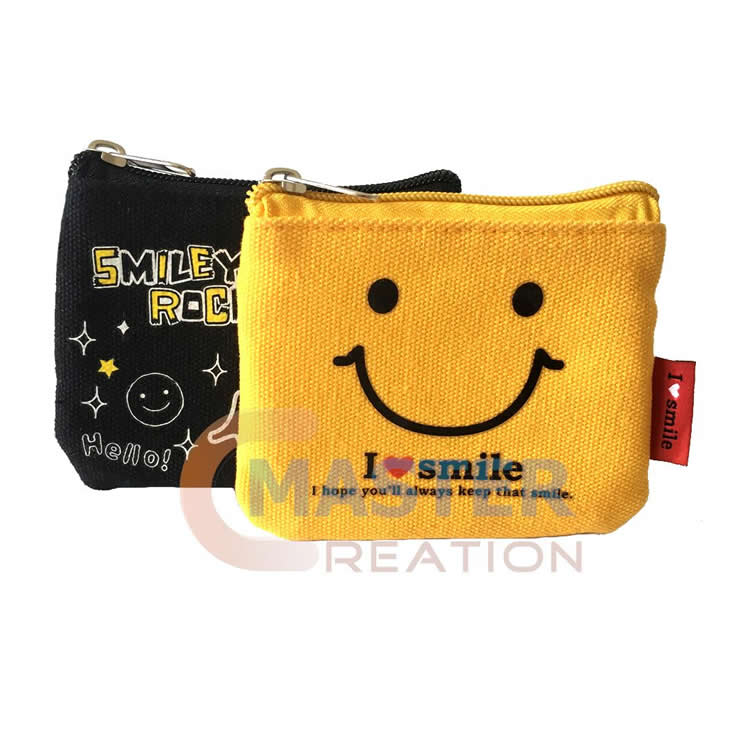 Canvas Zipper Bag Cotton Zipper Bag Smily Print Bag Master Creation International Ltd