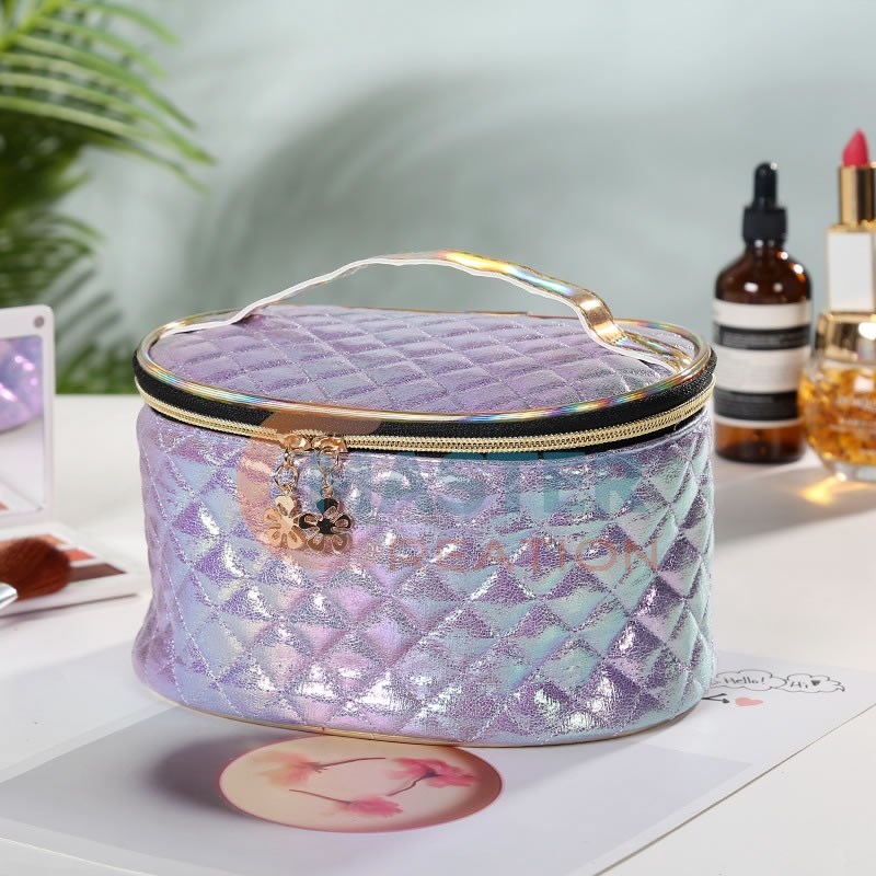 Purple Leather Cosmetic Bag