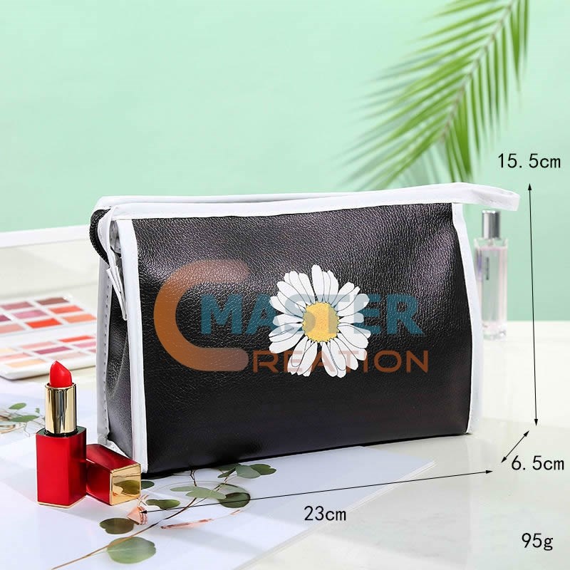 Black Daisy Makeup Bag