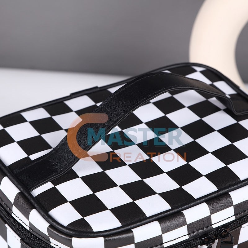Black Grids Cosmetic Bag