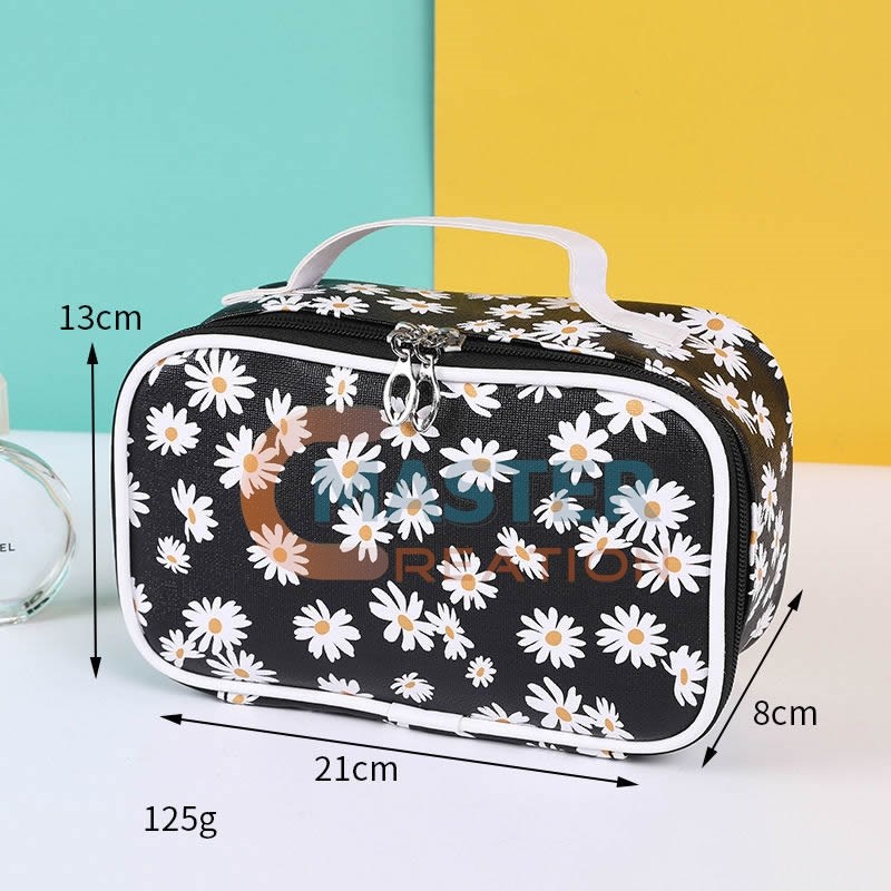 Black Daisy Cosmetic Bag