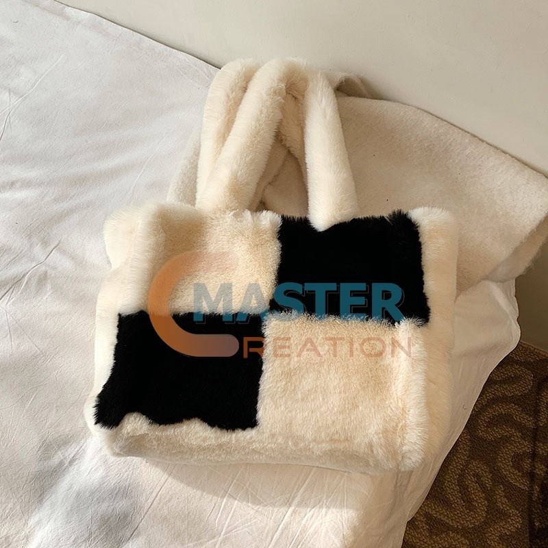Color Spliced Fur Bag