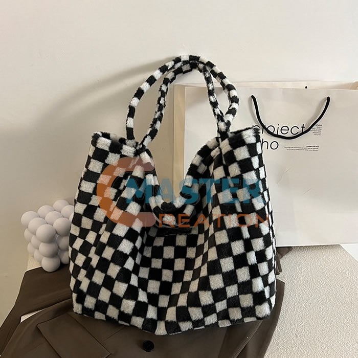 Checkerboard Furry Bag