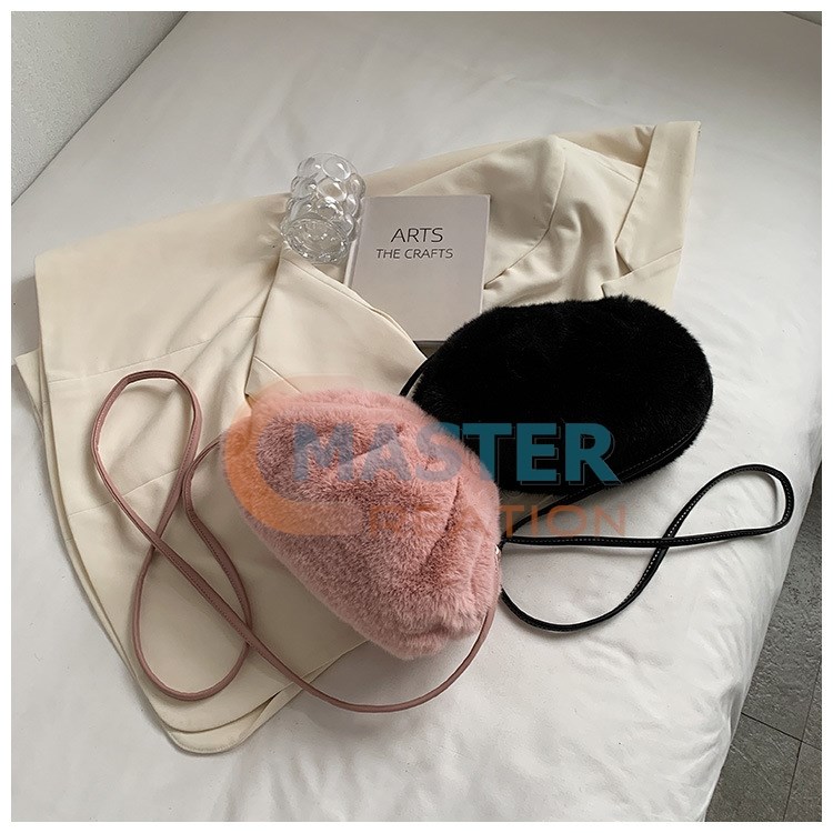 Pink and Black Plush Bag
