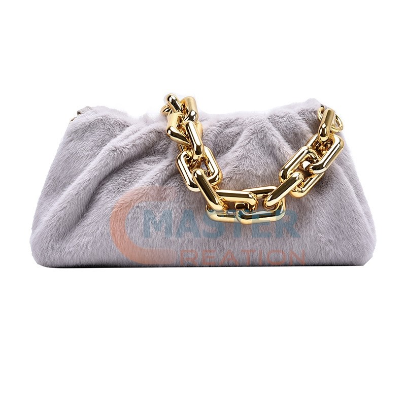 Gray Fur Handbag
