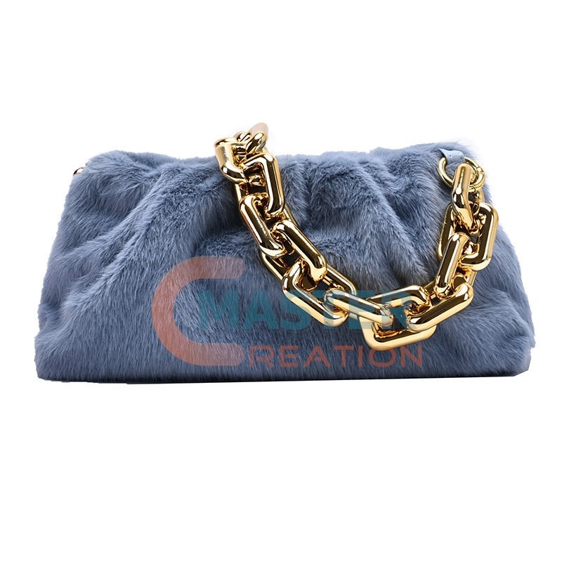 Blue Fluffy Handbag