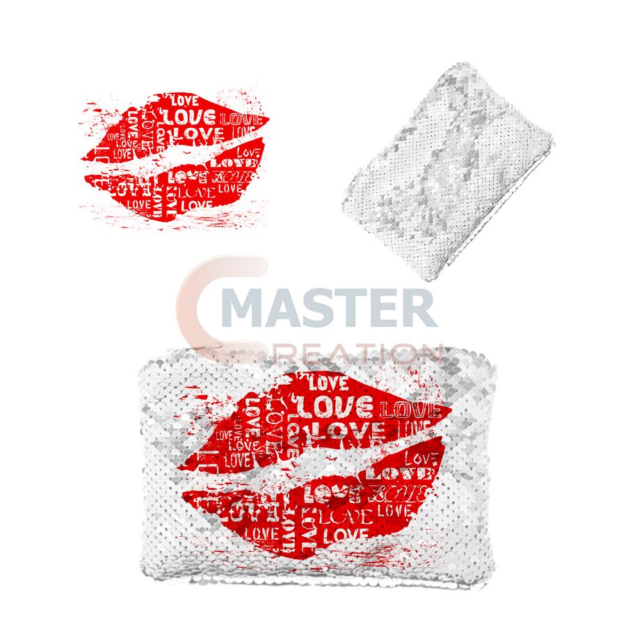 Lip Print Sequin Bag