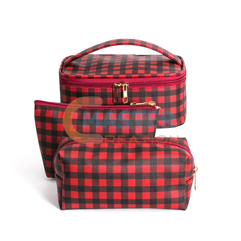 Red Plaid Cosmetic Case