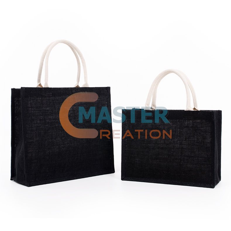 Black Burlap Tote
