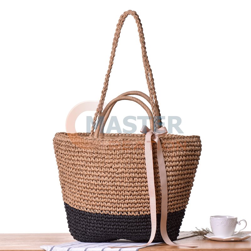 Bicolor Straw Handbag
