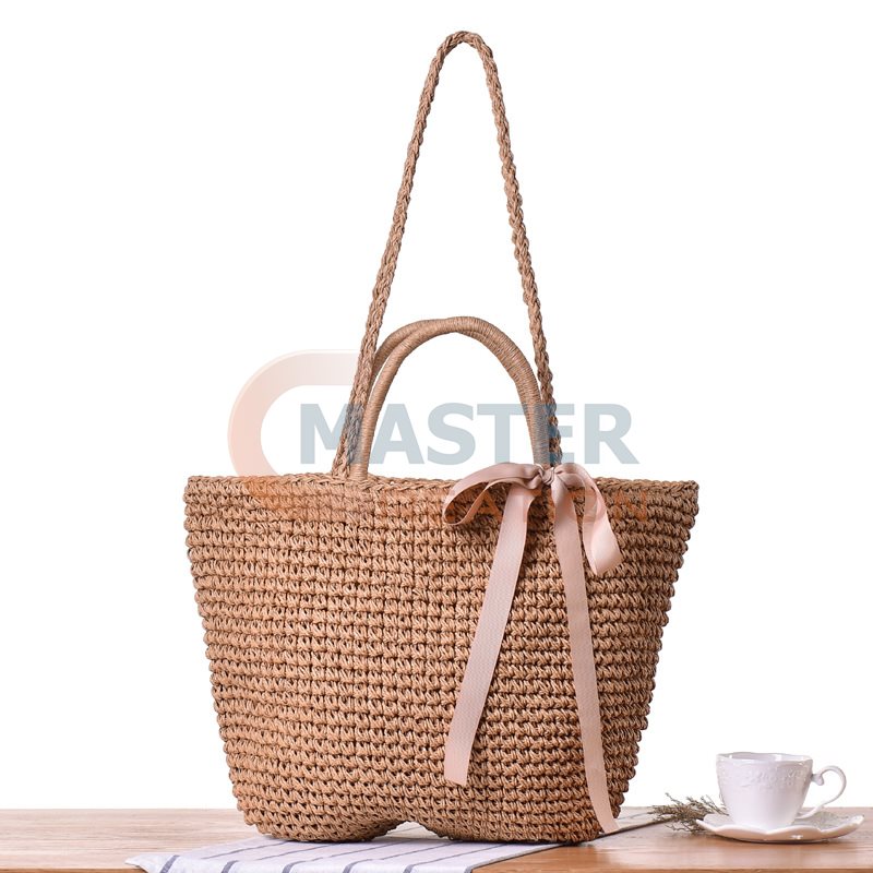 Solid Color Straw Tote