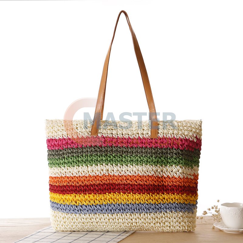 Striped Straw Handbag