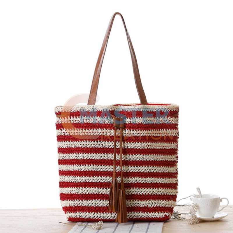 Red Striped Cotton Tote