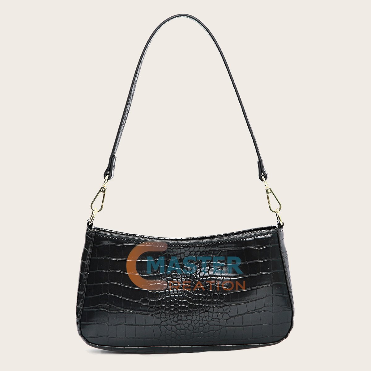 Black Crocodile Leather Bag