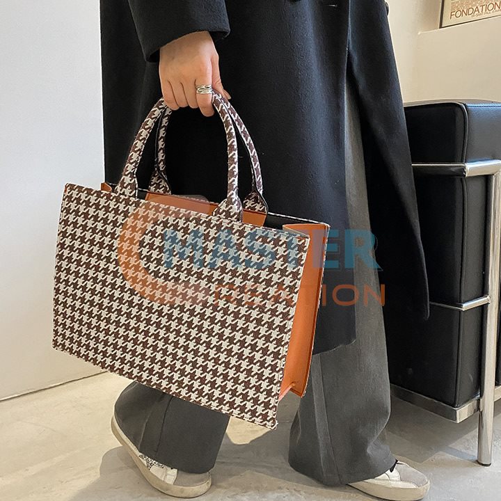 Gray Lattice Handbag