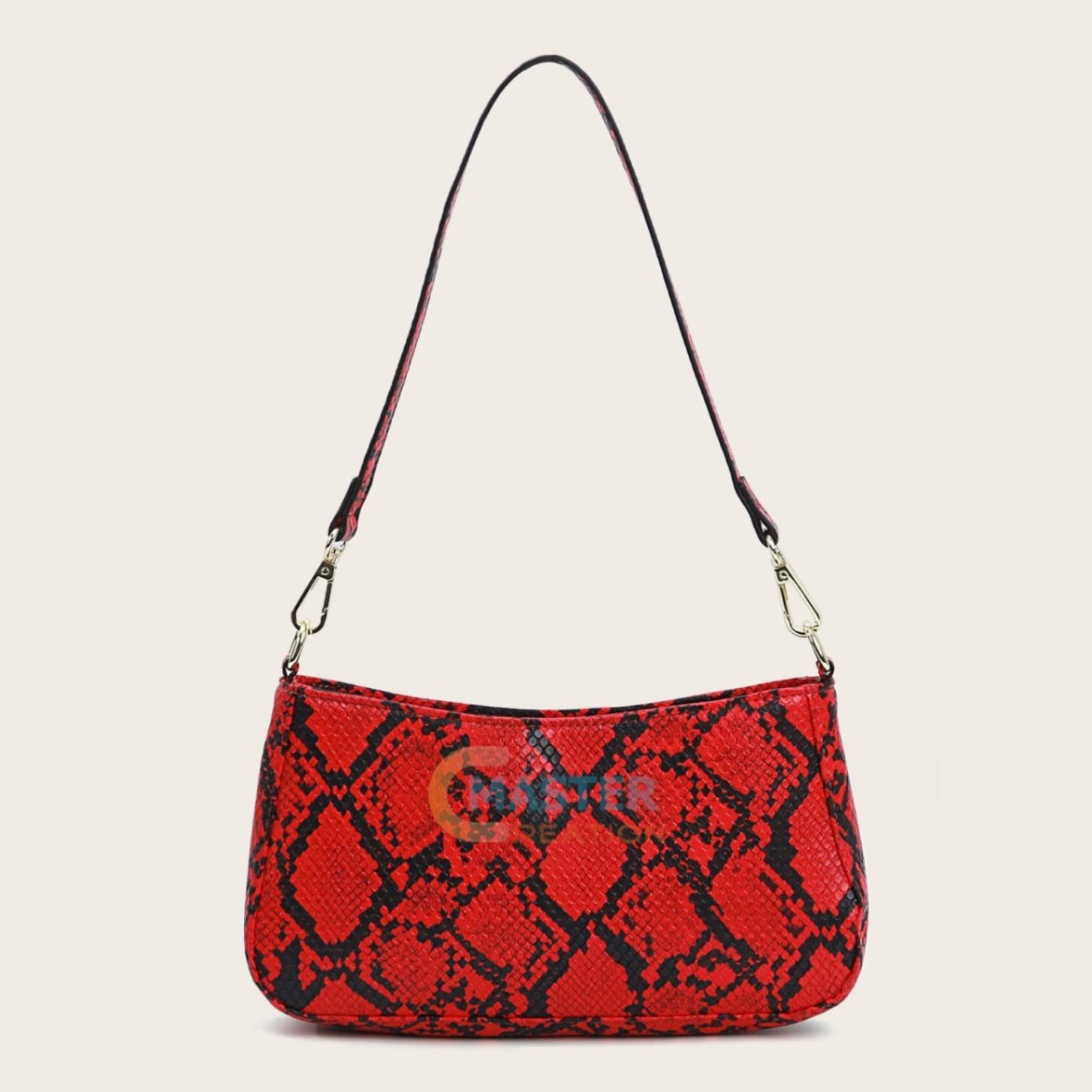 Red Python Shoulder Bag