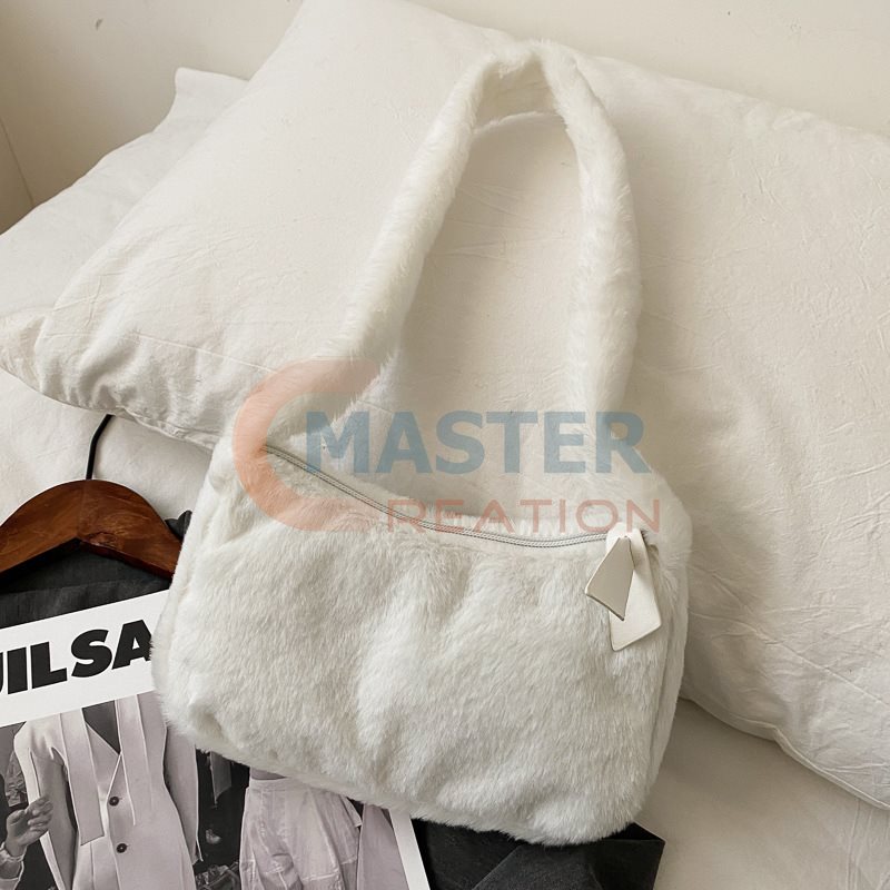 White Shoulder Plush Bag