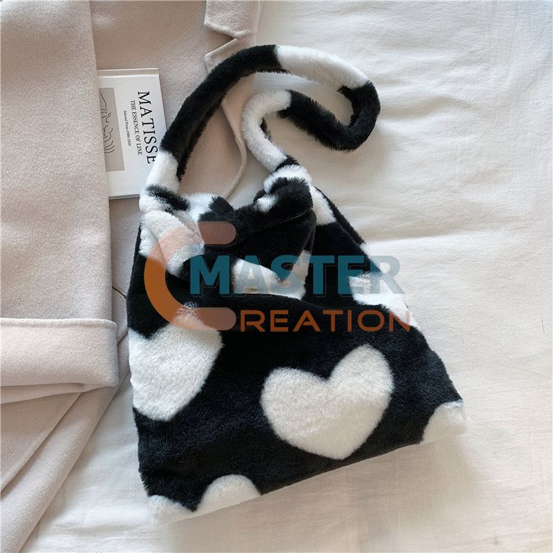 Heart Pattern Plush Bag