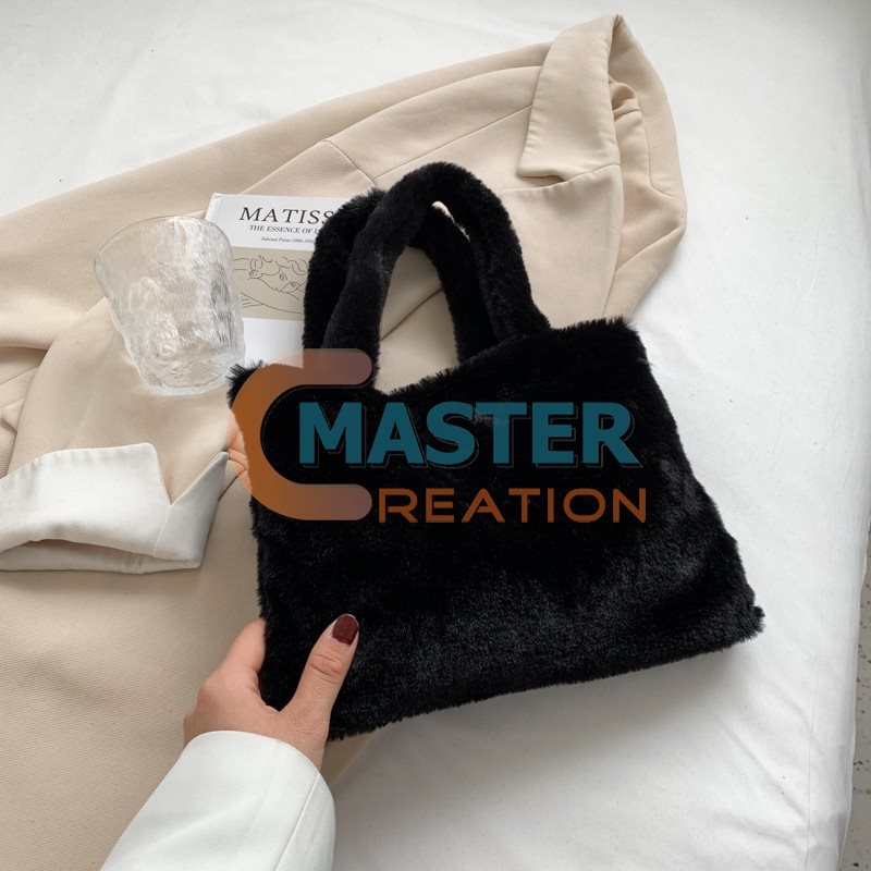 Black Plush Handbag