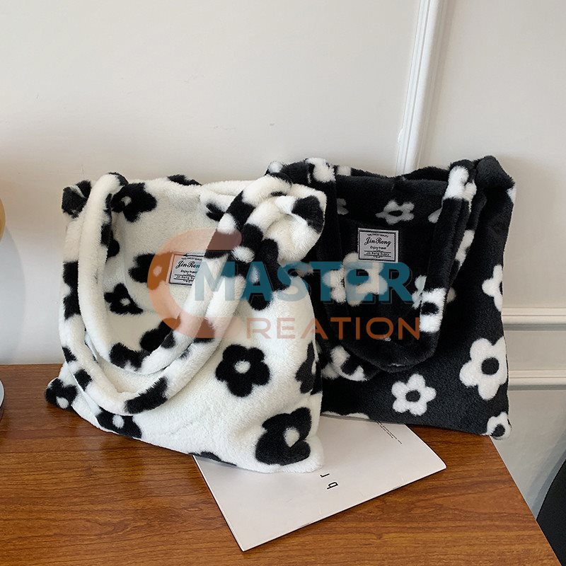 Furry Tote | Black Furry Bag | White and Black Furry Bag | Master ...