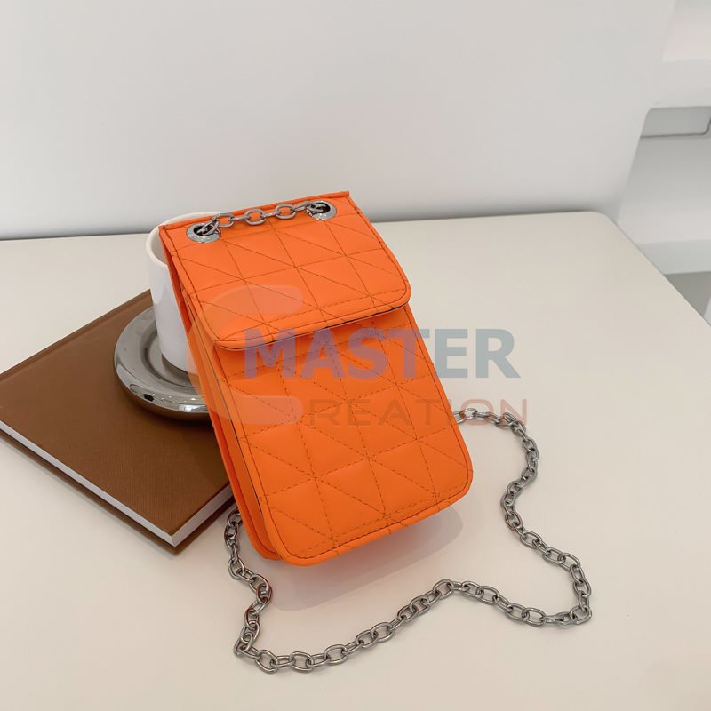 Orange Quilted Leather Bag