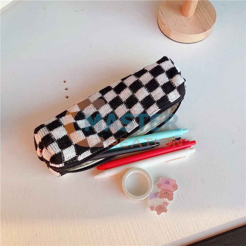 Black Geometric Pencil Bag
