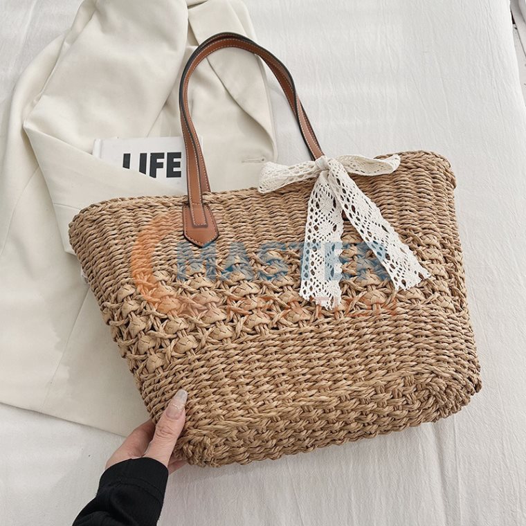 Beige Woven Tote