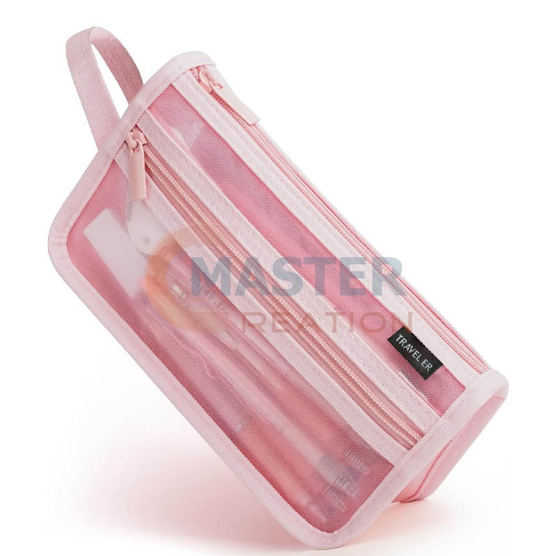 Pink Mesh Zipper Bag
