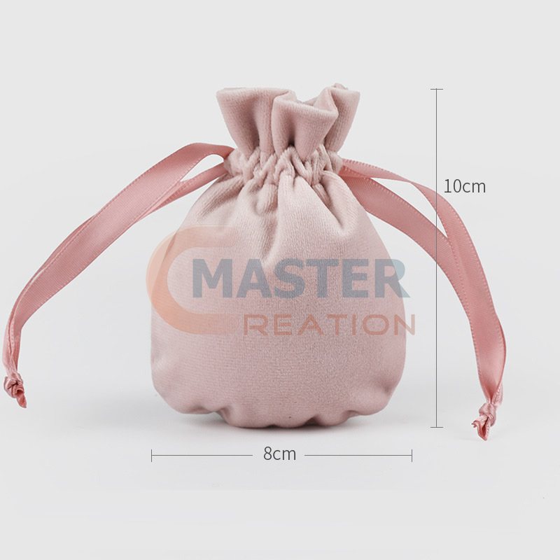 Pink Velvet Drawstring Bag