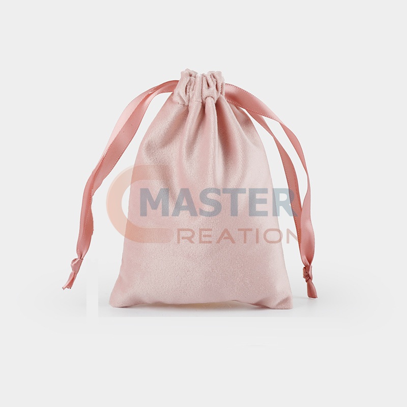 Pink Flannel Drawstring Bag