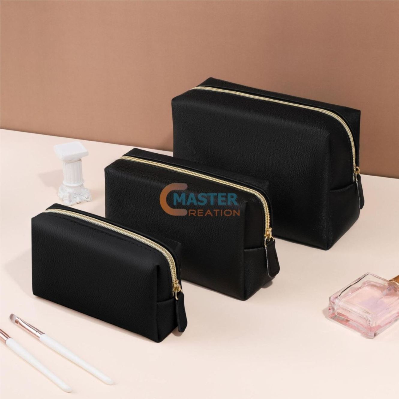 Metallic Black Cosmetic Bag