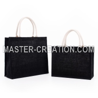 Black Burlap Tote